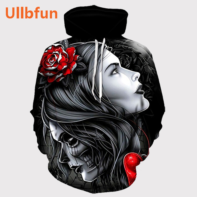 Ullbfun Sweatshirt 3D Skull Printed Pullovers Hoodies (23)